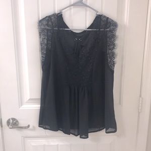 Amaryllis double layer lace sleeve blank tank set